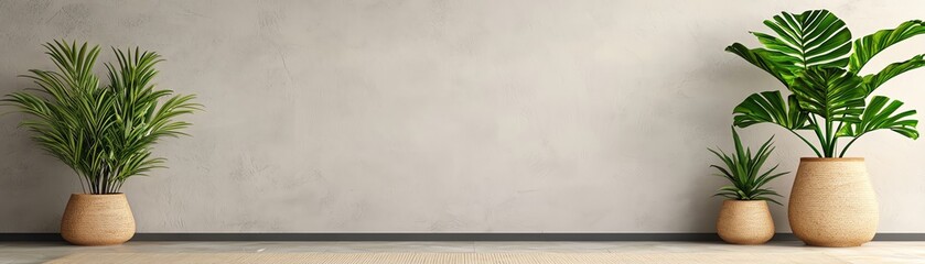 Obraz premium Indoor plants in modern ceramic pots.