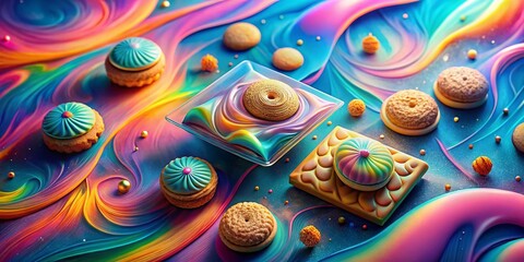 Obraz premium Surreal Eid Al-Fitr Mini Cookie Pack: Festive Floating Treats