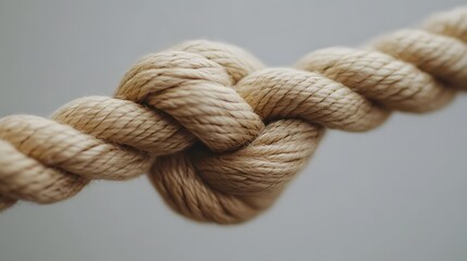 Close-up of a rope with an intricate knot, symbolizing strength and defined laws 
