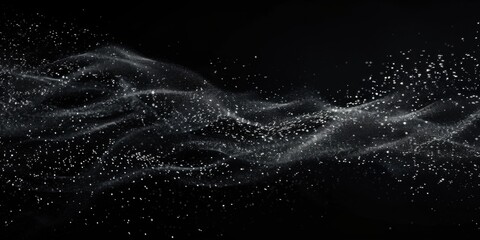 Obraz premium An all-black backdrop featuring subtle, minimalist falling particles, Flowing and gentle layout