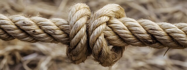 Close-up of a rope with an intricate knot, symbolizing strength and defined laws 
