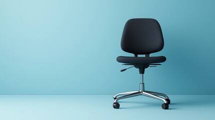 Fototapeta premium Minimalist office chair against a blue backdrop.