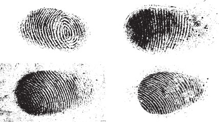 fingerprint grunge effect set isolated on a transparent background. vintage isolated transparent grunge overlay album.
