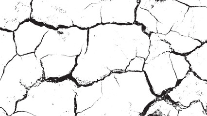 Cracked barren desert earth on transparent background Texture soil dry crack background pattern. Black grunge