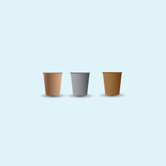 cardboard glass of brown color, for coffee or tea on an isolated white background 
