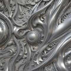 Metallic silver abstract background with intricate patterns and swirling shapes, metallic, modern, patterns