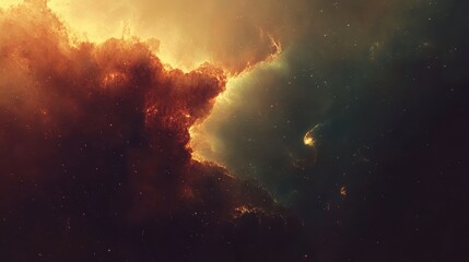 Obraz premium Fiery Nebula Cosmic Cloudscape Stellar Dust and Stars