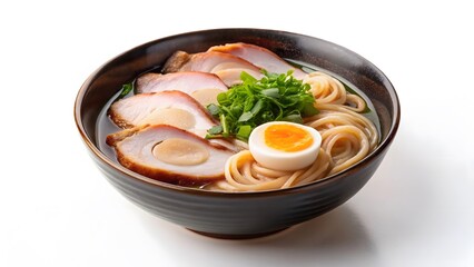 Delicious Bowl of Ramen Noodles with Chashu Pork and Soft Boiled Egg
