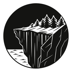 silhouette vector of a rugged cliffside 
