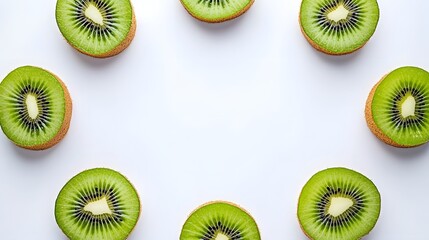 Fototapeta premium Kiwi Symmetry: Vibrant Arrangement of Fruit Slices