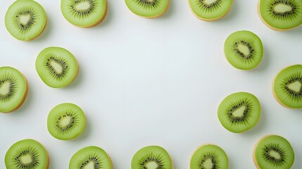 Fototapeta premium Kiwi Pattern: Symmetrical Arrangement of Fruit Slices