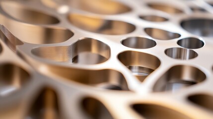 Close-up of intricate metallic surface with organic shapes and patterns showcasing modern design