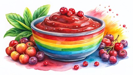 Watercolor Rainbow Cranberry Sauce Clipart - Perfect for Nursery Decor