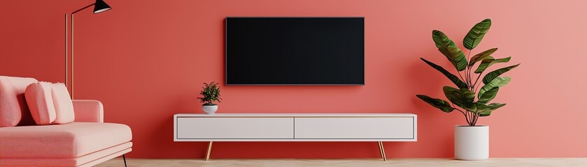 Modern living room with vibrant decor.