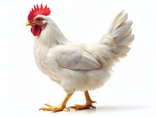 White Chicken Silhouette, Side Profile, Isolated on White Background - Stock Photo