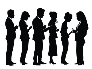 silhouettes of women and men in business