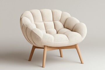 Modern plush chair with wooden legs