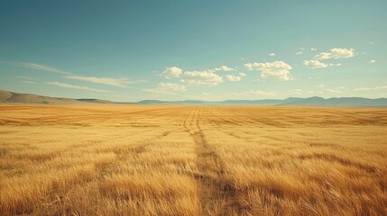 Obraz premium Sun - Drenched Splendor: Unraveling the Allure of a Golden Wheat Field's Enchanting Landscape