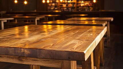Fototapeta premium Modern Interior Dining Experience Cozy Restaurant Table Setting Warm Lighting Low Angle View Contemporary Design