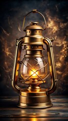 vintage oil lamp isolated on dark background s