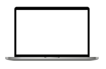 Mockup of a monitor. Silver laptop. Computer display with an empty screen isolated on transparent background	
