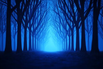 Obraz premium Mysterious blue forest with eerie light