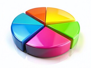 Obraz premium Vibrant 3D Pie Chart, Isolated on White Background - Data Visualization Graphic