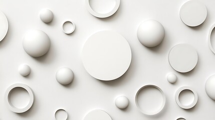 White spheres, circles, background