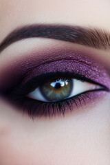 Obraz premium portrait of woman with stunning eyeshadow looks using dark plum tones