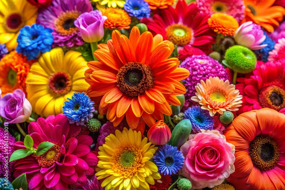 Poster vibrant colorful floral background with copy space for text or design elements