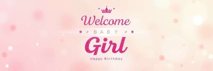 Welcome baby girl birthday celebration with pink decorations and joyful atmosphere for a special occasion