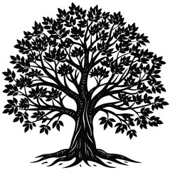 Obraz premium A tree silhouette vector with background