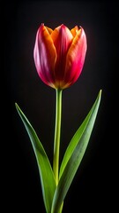 red tulip on black