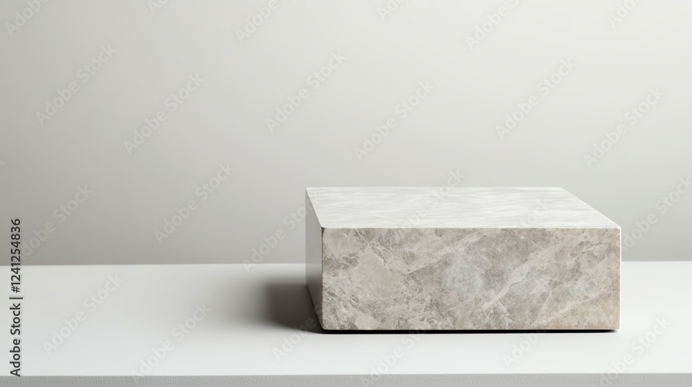 Poster simple marble block on minimalistic background.