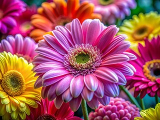 Fototapeta premium Vibrant Pink Gerbera Daisies Macro Spring Flowers Photography