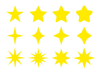 Set of yellow stars symbols vector. Vector stars icon. Collection of stars. Gold stars in flat style.Vector illustration.