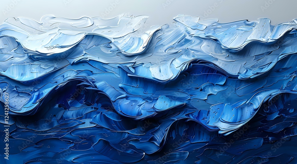 Poster abstract blue waves pattern with layered textured effect creates dynamic movement and depth, suitabl