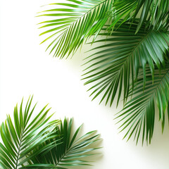 Fototapeta premium A beautiful green palm tree in a white room