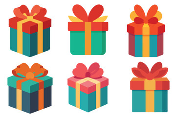 gift boxes set silhouette illustration on white background