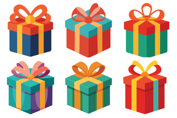 gift boxes set silhouette illustration on white background