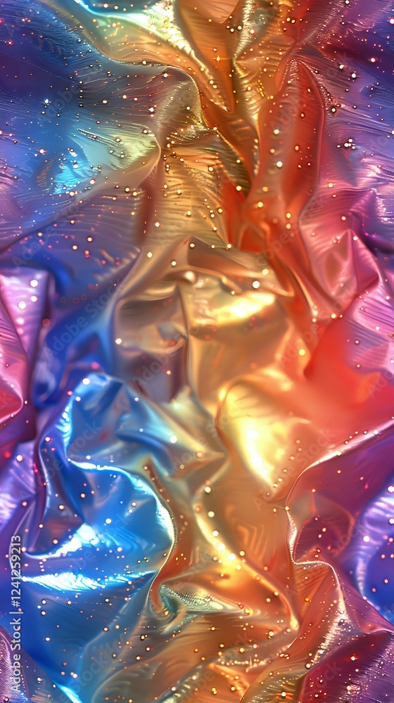 Aufkleber vibrant multicolored abstract background with flowing liquid metallic texture and glowing particles 
