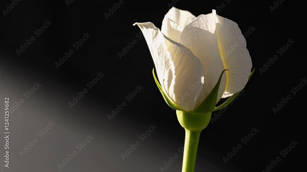 Poster white rose blooms in soft light for a peaceful atmosphere in a serene setting