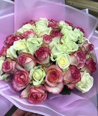 bouquets and compositions in boxes of fresh flowers