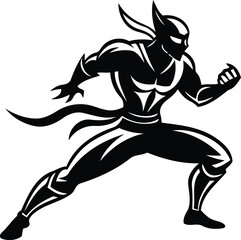 Modern Dynamic Ninja silhouette vector illustration, Paladin vector art, Dynamic Ninja isolated vector icon design, Dynamic Ninja black vector design