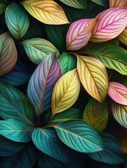 green leaves botanical colorful background organic ecology nature tropical