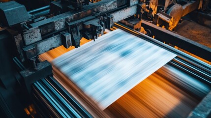 Fototapeta premium High-Speed Printing Process with Blurred Motion in Industrial Workshop