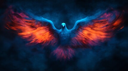 Fototapeta premium Vibrant fantasy bird with fiery wings