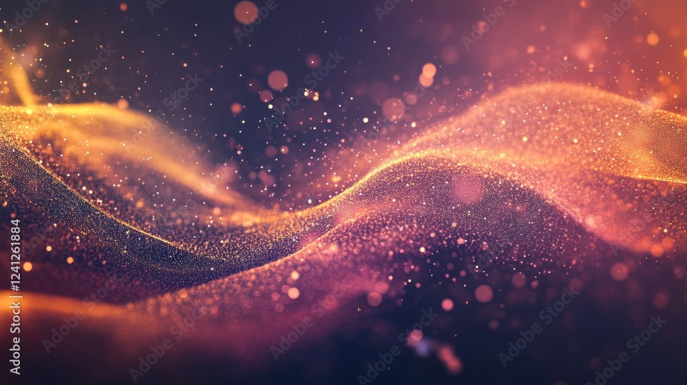 Poster mesmerizing abstract tech waves with flowing luminous particles and swirling digital energy. futuris