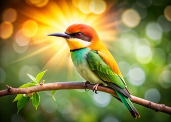 Obraz premium Vintage Chestnut-Headed Bee-Eater Bird in Natural Habitat - Wildlife Photography