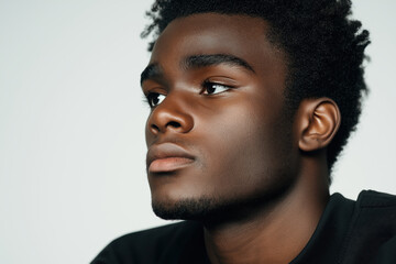 Obraz premium Pensive African American young man with a contemplative expression